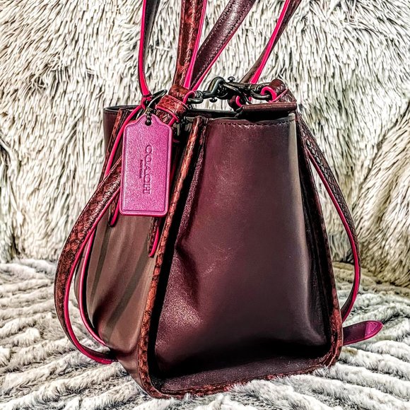 EUC - COACH CROSBY CARRYALL 21 w/EDGEPAINT AND PYTHON EMBOSSED HANDLES (F20894) - Picture 3 of 12